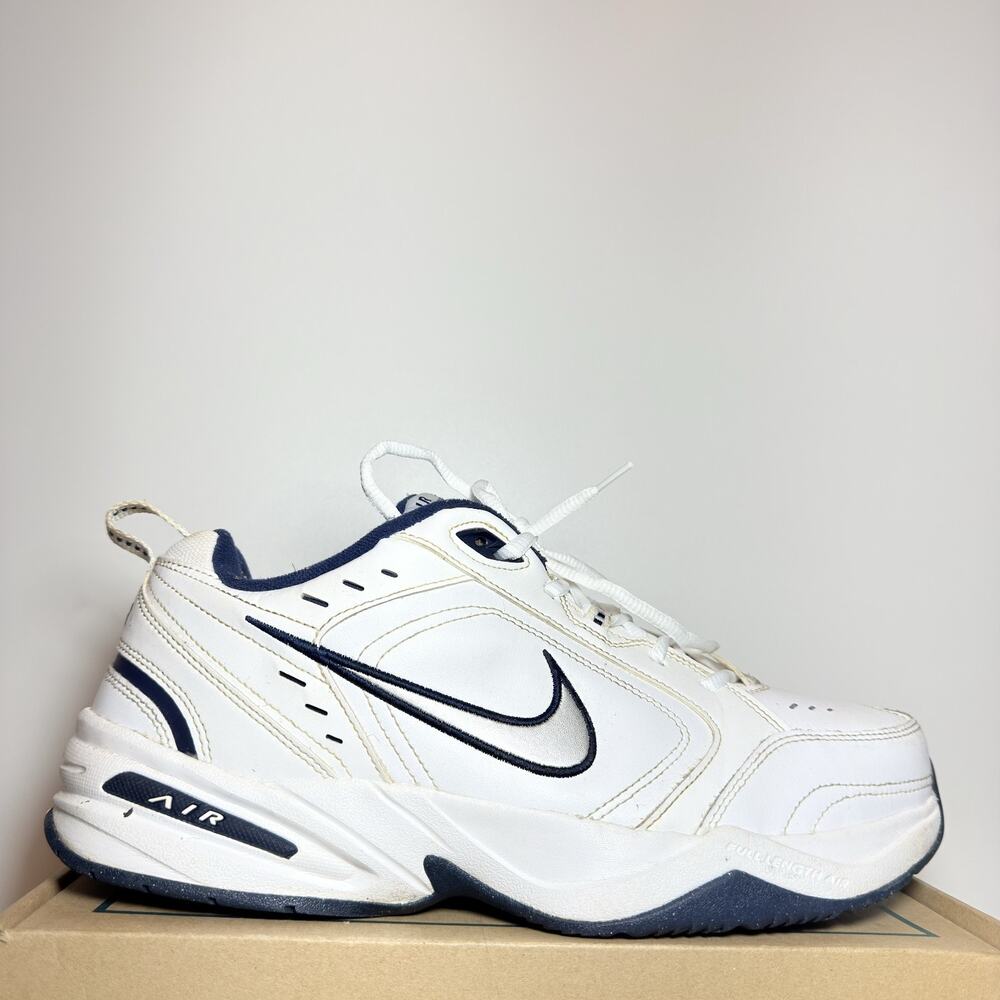 Nike Air Monarch IV Mens Size 13 White Navy Blue Cross Training Shoes Sneakers